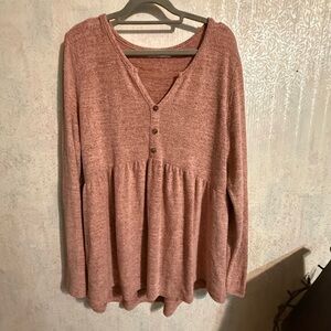 Elegant Rose Buttoned Babydoll Top, Sz XL, Button Detail On The Front, So Soft